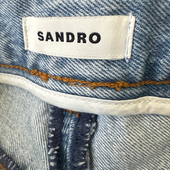 Sandro Wide Leg Jeans Blue Denim High Waist Size 34 - Picture 8 of 13